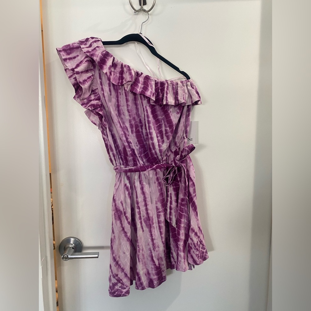 Lini RUFFLED TIE-DYE MINI DRESS Small